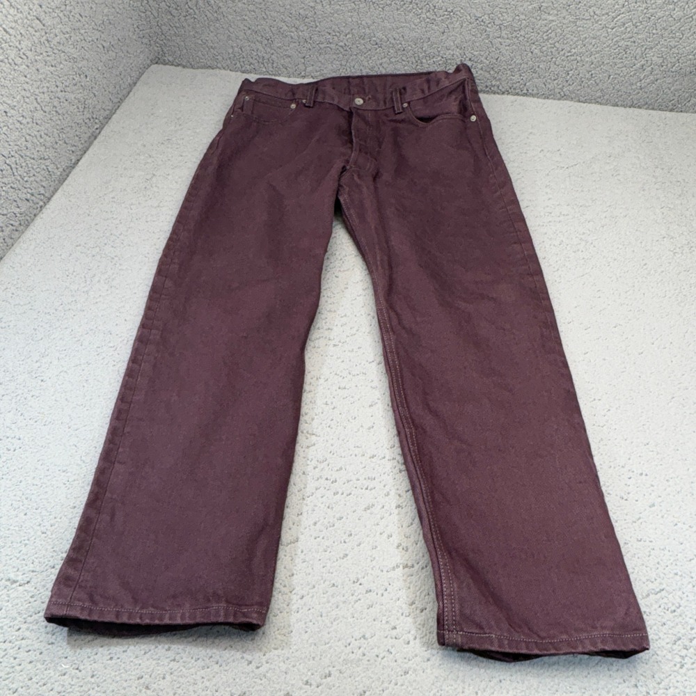 Levis 502 Jeans Mens 34x27 Purple Plum Straight Leg Button Fly 5 Pocket Classic